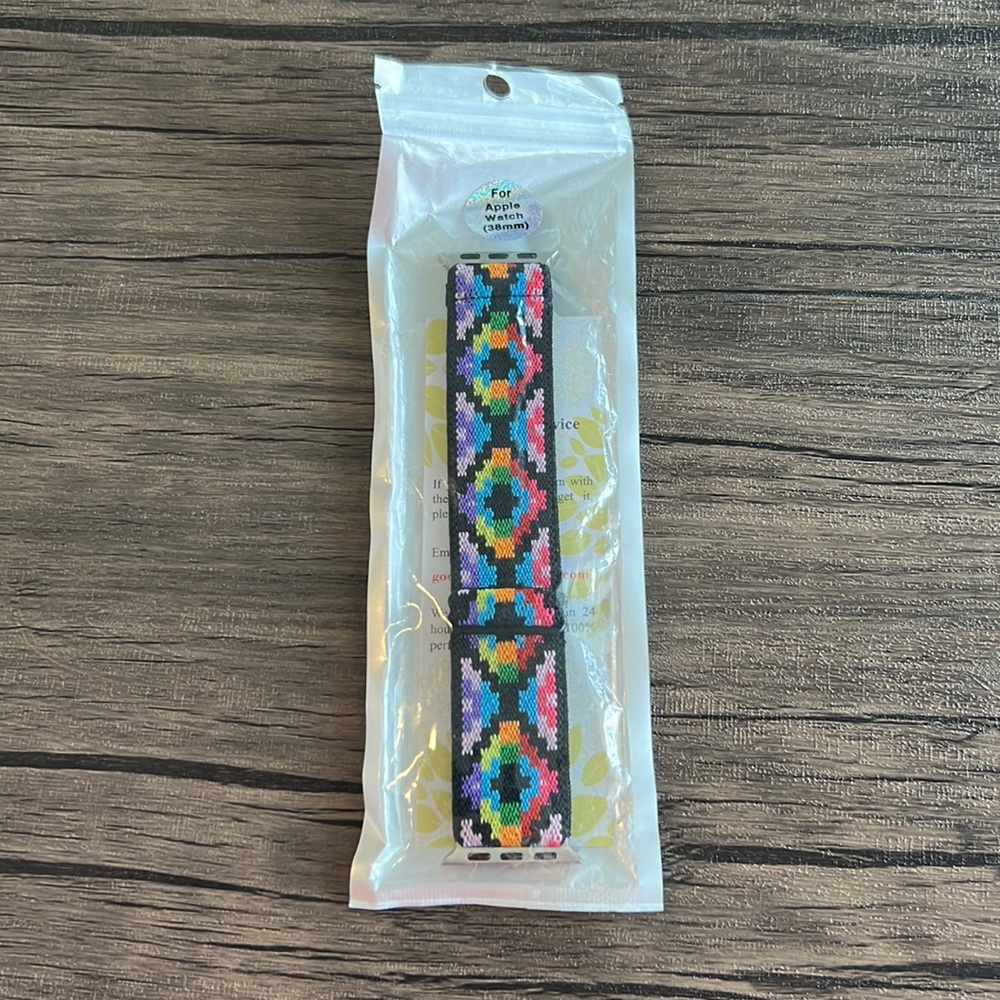 Multi-Color Aztec Fabric Elastic Apple Watch Band 38mm